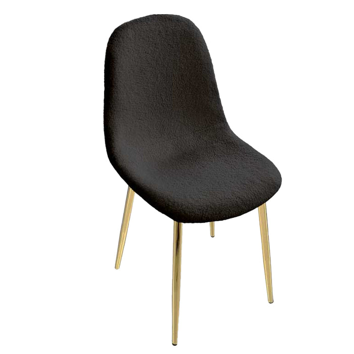 SEDIA IMBOTTITA TEDDY IN TESSUTO NERO CON GAMBE ORO 44X48X88 CM