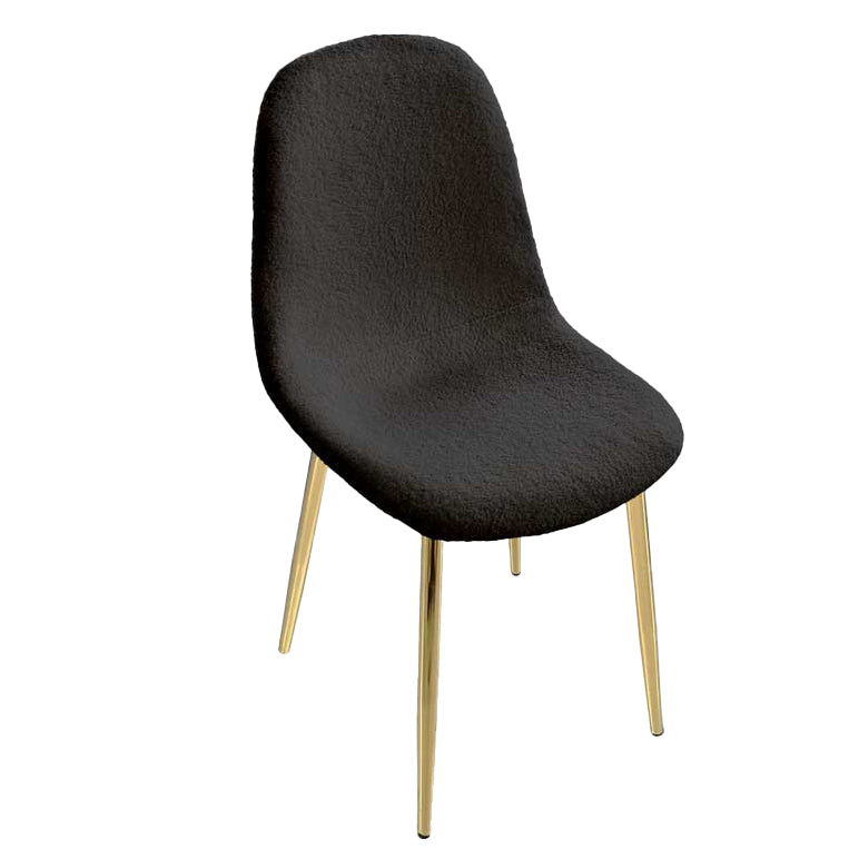 SEDIA IMBOTTITA TEDDY IN TESSUTO NERO CON GAMBE ORO 44X48X88 CM
