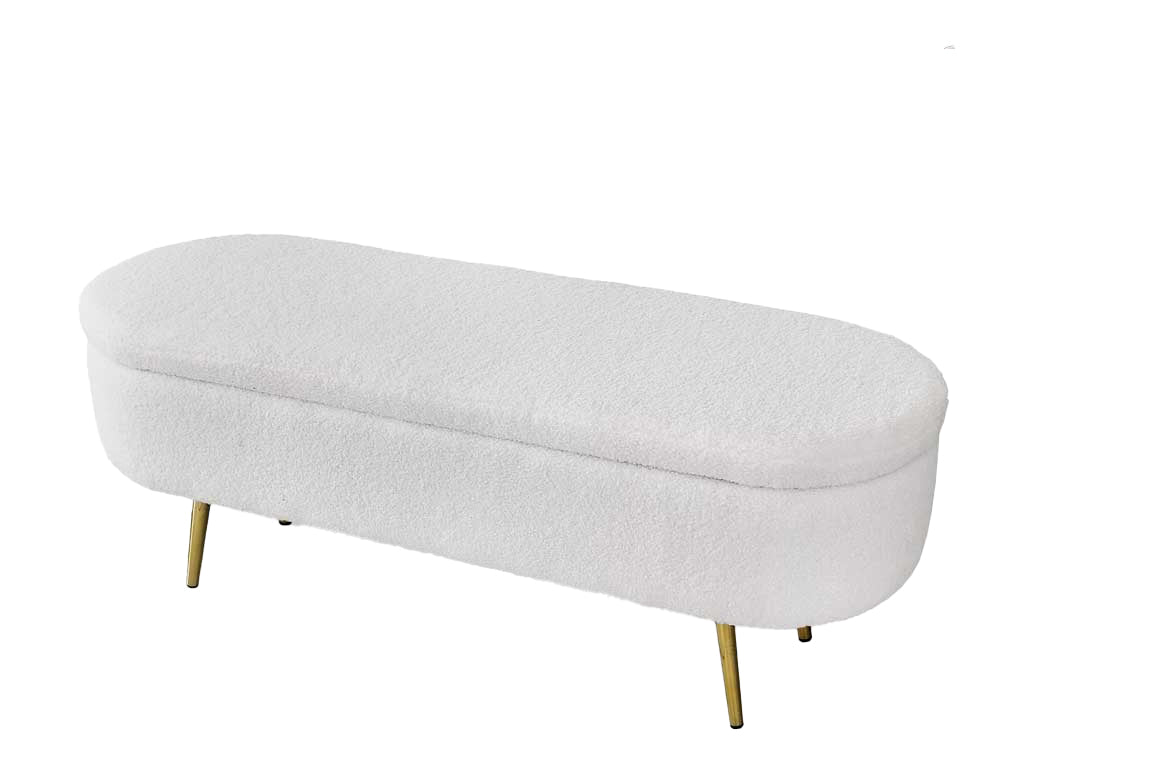 PANCA CONTENITORE TEDDY 122X41X47CM IN TESSUTO BIANCO
