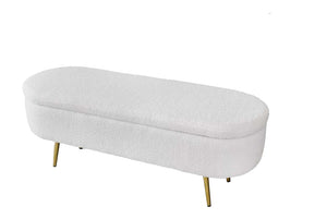 PANCA CONTENITORE TEDDY 122X41X47CM IN TESSUTO BIANCO