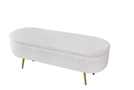 PANCA CONTENITORE TEDDY 122X41X47CM IN TESSUTO BIANCO