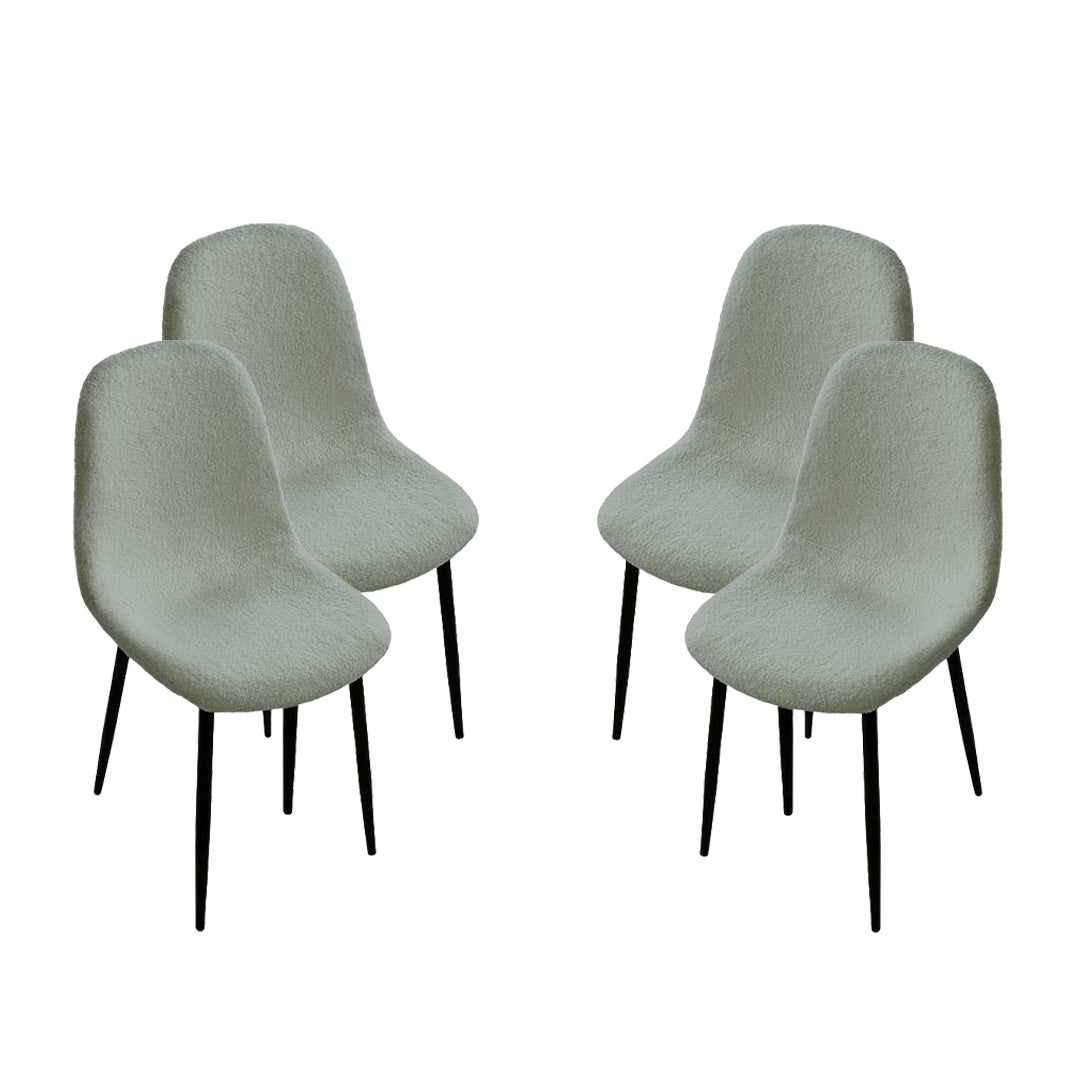 SEDIA IMBOTTITA TEDDY IN TESSUTO VERDE CHIARO CON GAMBE NERE 44X48X88 CM