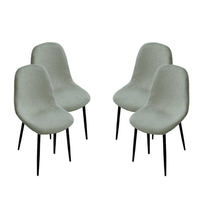 SEDIA IMBOTTITA TEDDY IN TESSUTO VERDE CHIARO CON GAMBE NERE 44X48X88 CM