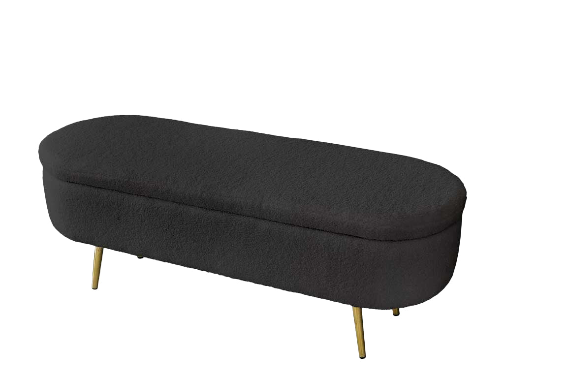 PANCA CONTENITORE TEDDY 122X41X47CM IN TESSUTO NERO