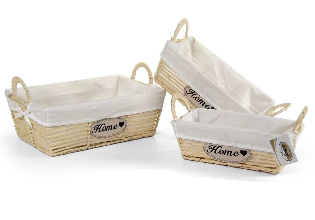 SET 3 CESTE DA BAGNO IN COLORE BEIGE 40/35/30 CM IN TESSUTO