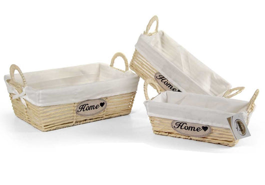 SET 3 CESTE DA BAGNO IN COLORE BEIGE 40/35/30 CM IN TESSUTO