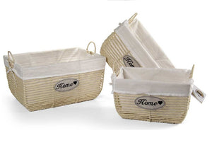 SET 3 CESTE DA BAGNO IN COLORE BEIGE 42/37/31 CM IN TESSUTO