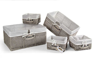 SET 5 CESTE IN TESUTO 44/39/22 CM DI COLORE GRIGIO