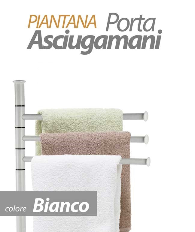 MAURY'S PIANTANA CROMO PORTASCIUGAMANI CON STRUTTURA BIANCA 20X83 CM