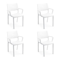 SET 4 SEDIE TRAMONTANA BIANCHE IMPILABILI POLIPROPILENE PER ESTERNO E INTERNO