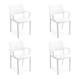 SET 4 SEDIE TRAMONTANA BIANCHE IMPILABILI POLIPROPILENE PER ESTERNO E INTERNO
