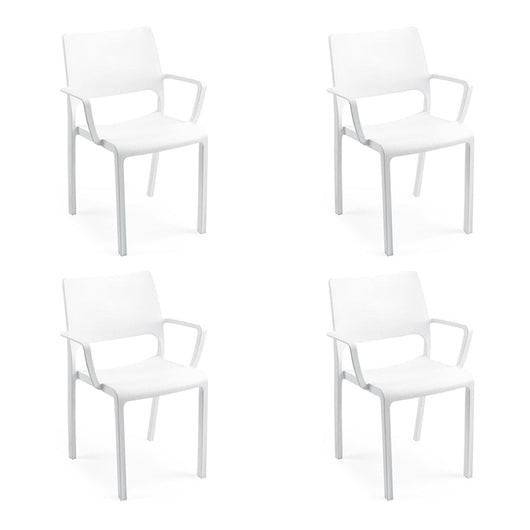 SET 4 SEDIE TRAMONTANA BIANCHE IMPILABILI POLIPROPILENE PER ESTERNO E INTERNO