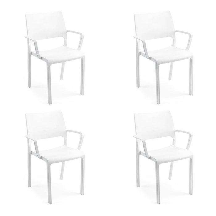 SET 4 SEDIE TRAMONTANA BIANCHE IMPILABILI POLIPROPILENE PER ESTERNO E INTERNO