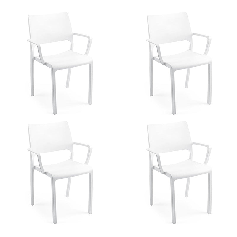 SET 4 SEDIE TRAMONTANA BIANCHE IMPILABILI POLIPROPILENE PER ESTERNO E INTERNO