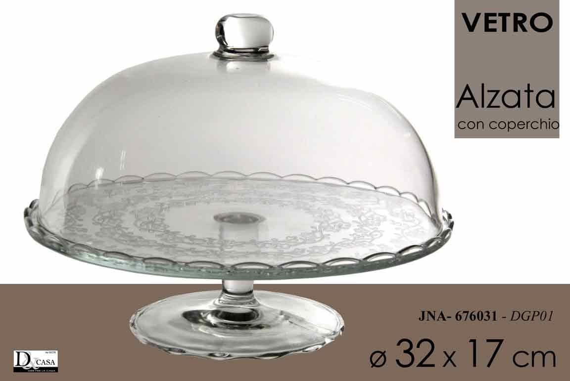 MAURY'S ALZATA PORTATORTA H 17 X 28 CM PORTA DOLCI IN VETRO TRASPARENTE