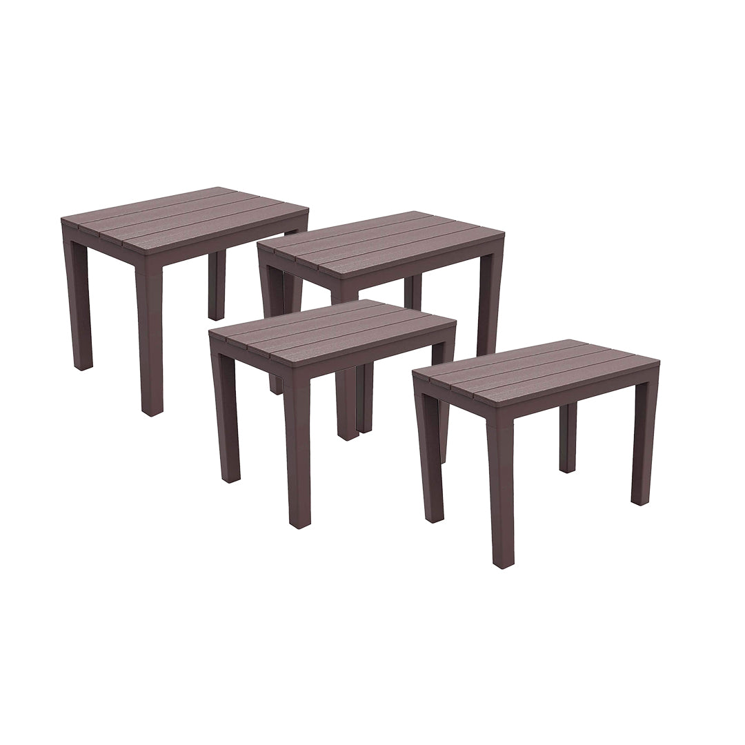 SET 4 PZ PANCHINA/TAVOLO DOPPIAFUNZIONE TIMOR IN POLIPROPILENE DA ESTERNO MOKA 60 X 38 X 45 CM