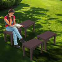 SET 4 PZ PANCHINA/TAVOLO DOPPIAFUNZIONE TIMOR IN POLIPROPILENE DA ESTERNO MOKA 60 X 38 X 45 CM