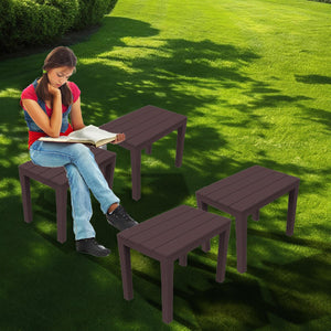 SET 4 PZ PANCHINA/TAVOLO DOPPIAFUNZIONE TIMOR IN POLIPROPILENE DA ESTERNO MOKA 60 X 38 X 45 CM