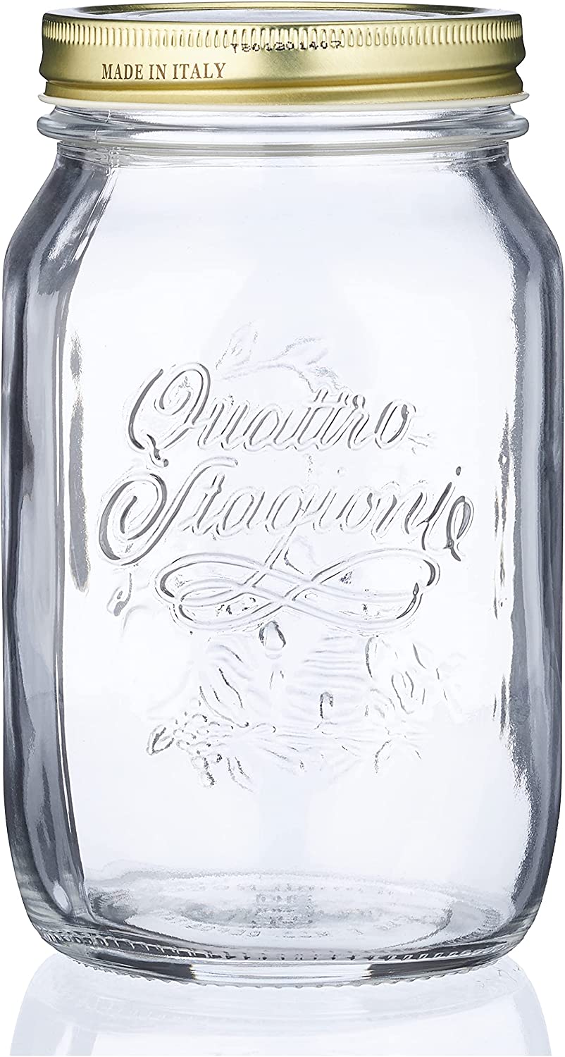 6 BARATTOLI 1000 CC QUATTRO STAGIONI BORMIOLI VASO PER CONSERVE CON TAPPI 86 MM