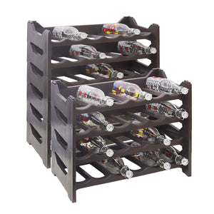 CANTINETTA PORTABOTTIGLIE IN PLASTICA MODULARE 60 BOTTIGLIE MARRONE