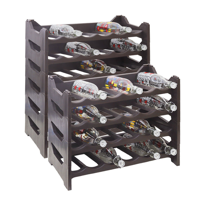 CANTINETTA PORTABOTTIGLIE IN PLASTICA MODULARE 60 BOTTIGLIE MARRONE