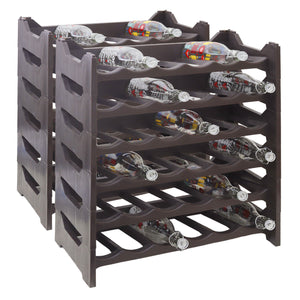 CANTINETTA PORTABOTTIGLIE IN PLASTICA MODULARE 72 BOTTIGLIE MARRONE