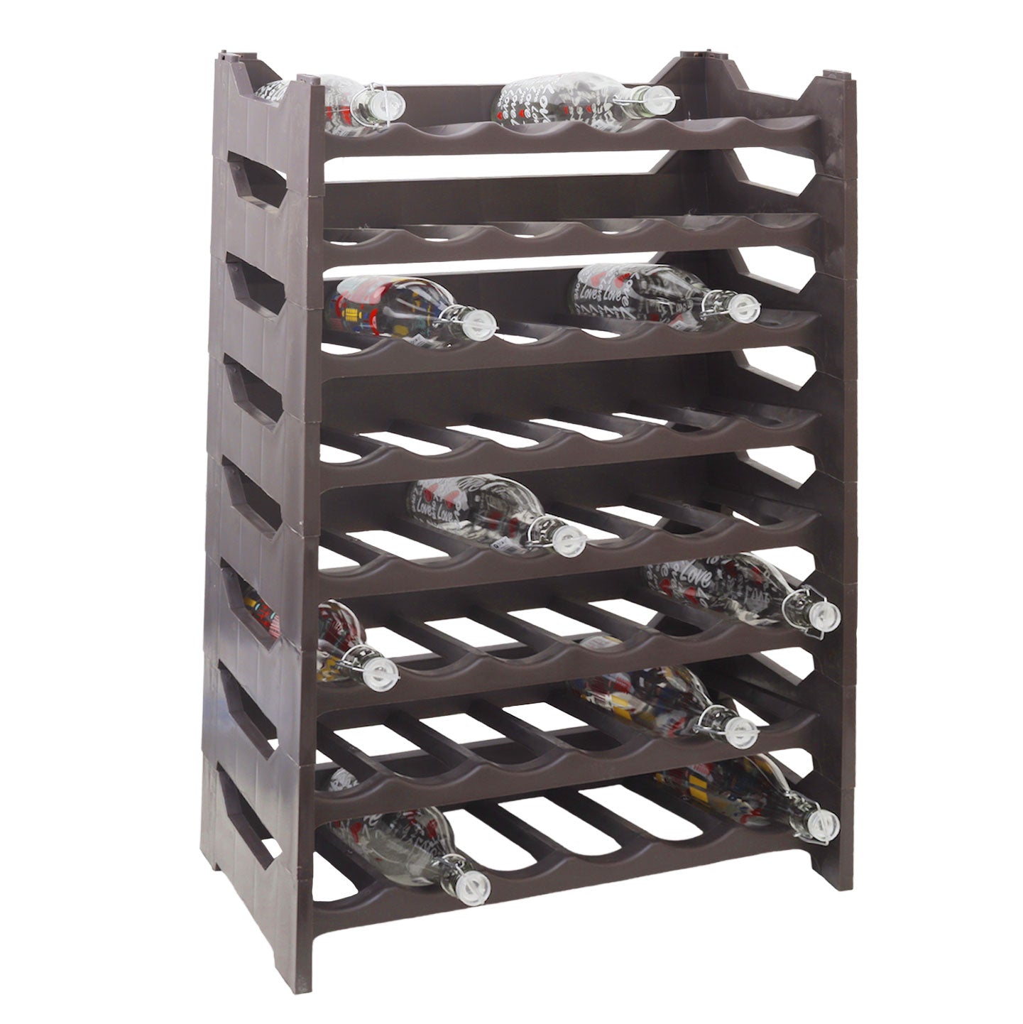 CANTINETTA PORTABOTTIGLIE IN PLASTICA MODULARE 48 BOTTIGLIE MARRONE
