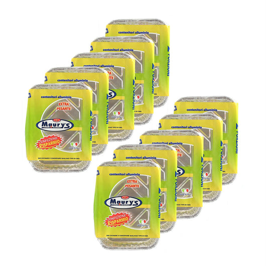 MAURY'S SET DA 8 CONTENITORI RETTANGOLARI IN ALLUMINIO DA 2 PORZIONI