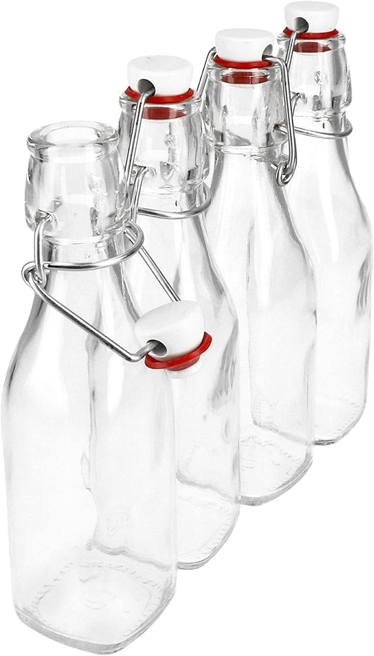SET 4 BOTTIGLIE IN VETRO SWING CON TAPPO A CHIUSURA ERMETICA 0.250 LT