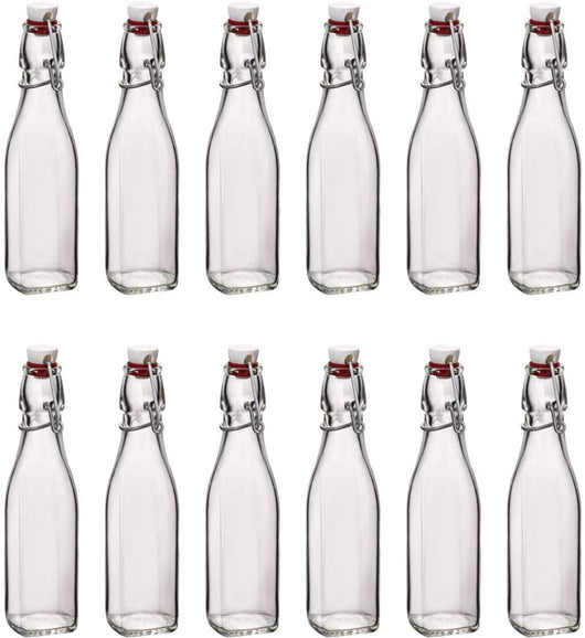 SET 12 BOTTIGLIE IN VETRO SWING CON TAPPO A CHIUSURA ERMETICA 0.250 LT