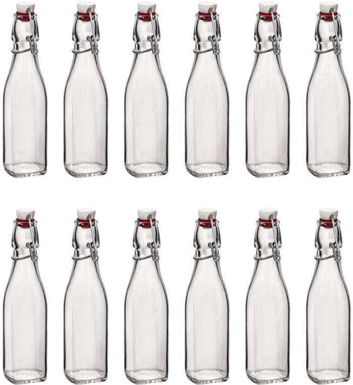 SET 12 BOTTIGLIE IN VETRO SWING CON TAPPO A CHIUSURA ERMETICA 0.250 LT