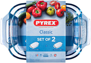 PYREX SET 2 TEGAMI RETTANGOLARI 34 X 22 E 30 X 19 CM