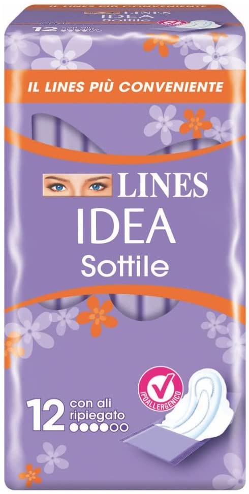 SET 6 LINES IDEA SOTTILE ASSORBENTI RIPIEGATI CON ALI IN CONFEZIONE DA 12 PEZZI