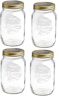 SET 4 BARATTOLI 1000 CC QUATTRO STAGIONI BORMIOLI PER CONSERVE CON TAPPI DA 86MM