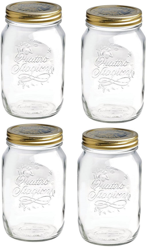 SET 4 BARATTOLI 1000 CC QUATTRO STAGIONI BORMIOLI PER CONSERVE CON TAPPI DA 86MM