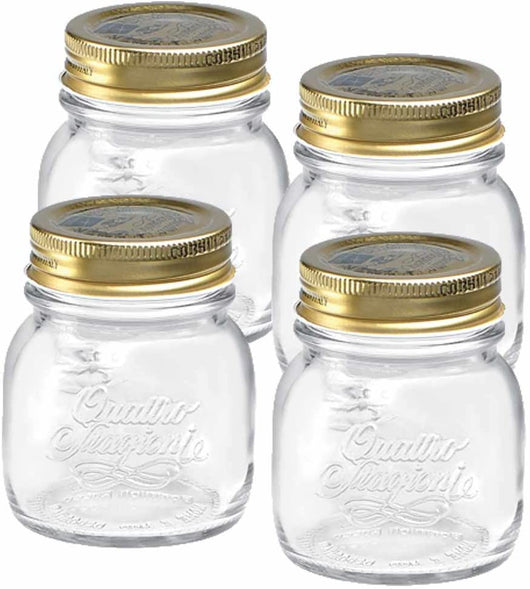 SET 4 BARATTOLI DA 150 CC QUATTRO STAGIONI BORMIOLI PER CONSERVE E TAPPO DA 56MM