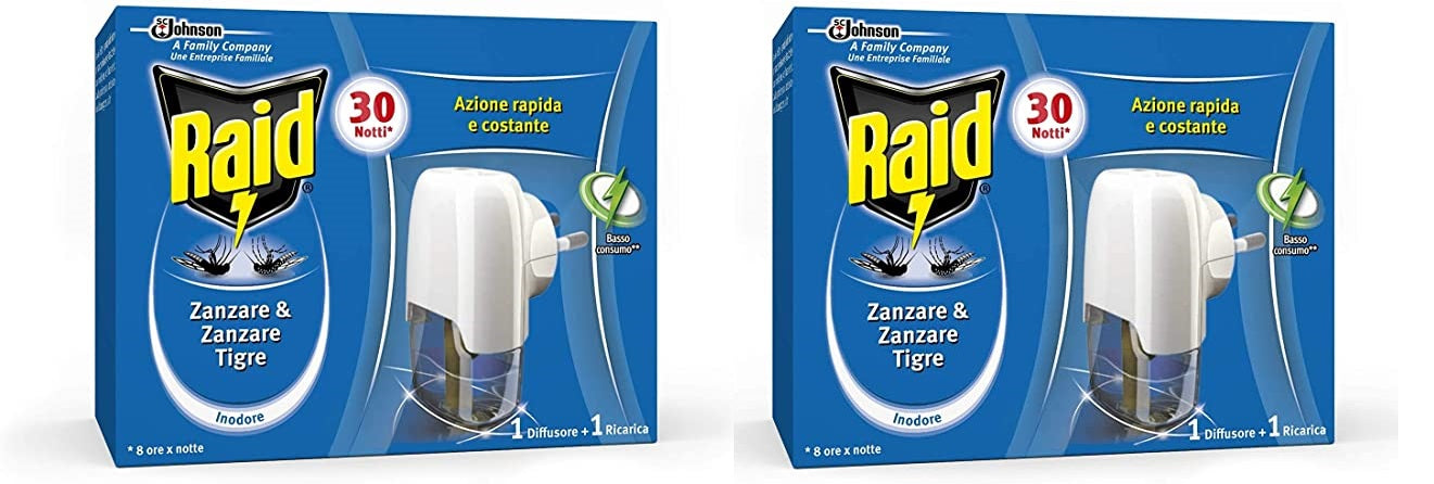 SET 2 RAID DIFFUSORE PIÙ RICARICA LIQUIDO 30 NOTTI