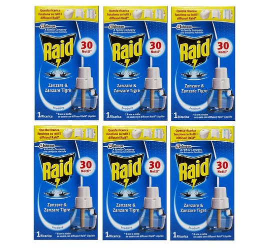 SET 6 CONFEZIONI RAID LIQUIDO PER RICARICA ELETTRICA X30 NOTTI CLASSICO