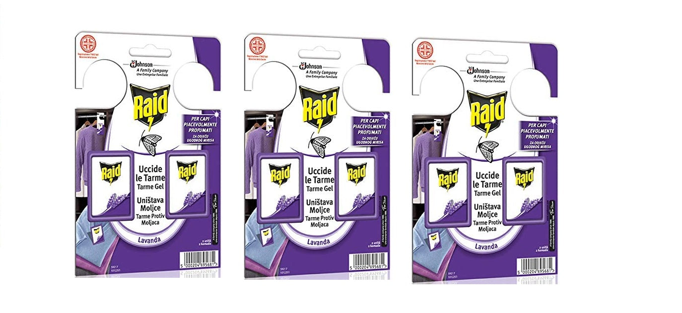 SET 6 RAID TARMICIDA GEL PROFUMATO LAVANDA IN CONFEZIONE DA 2 PEZZI CIASCUNA