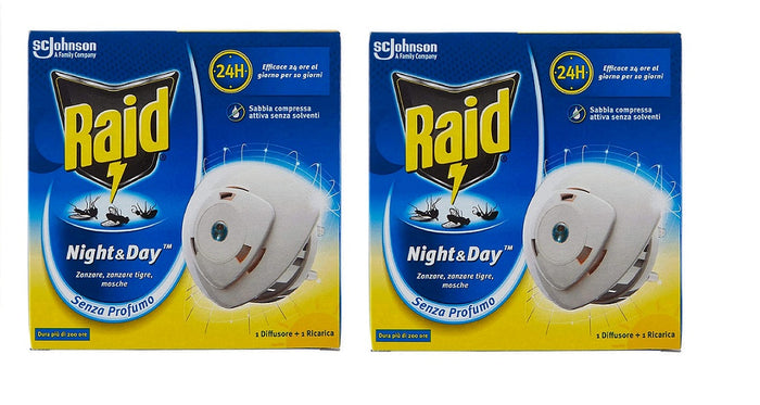 RAID NIGHT&DAY 2 BASI + 2 RICARICHE ANTIZANZARE