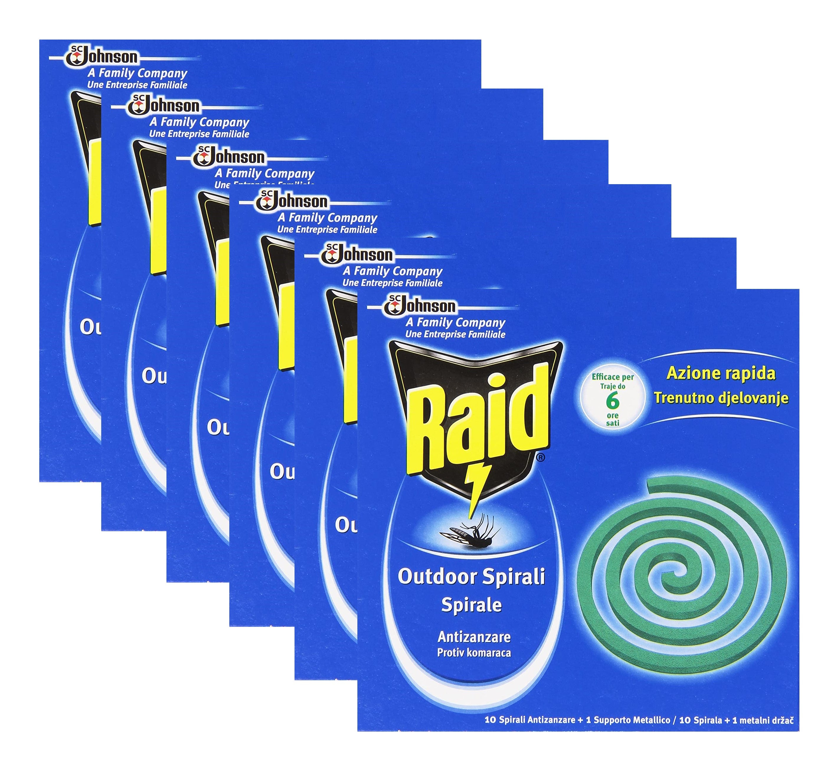6 CONFEZIONI RAID SPIRALI ANTIZANZARE DA 10 PZ CIASCUNA