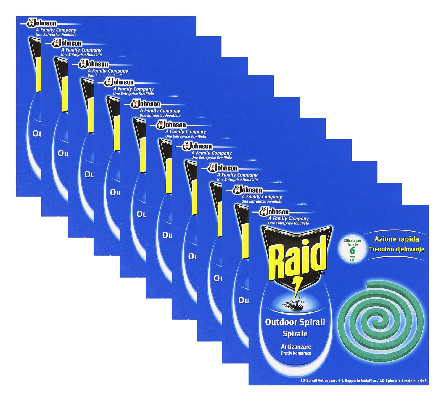 10 CONFEZIONI RAID SPIRALI ANTIZANZARE DA 10 PZ CIASCUNA
