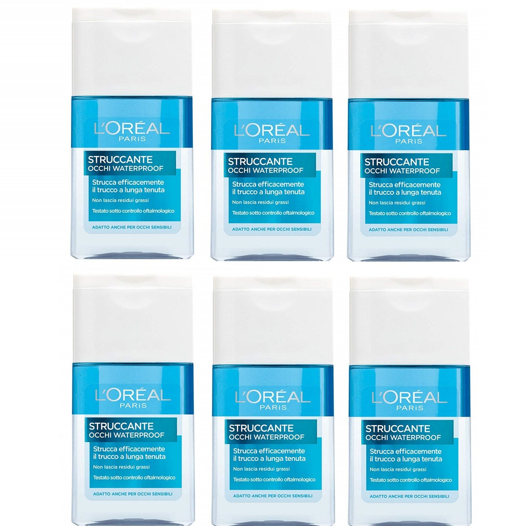 SET 6 CONFEZIONI L'OREAL PARIS STRUCCANTE WATERPROOF 125 ML OCCHI E LABBRA