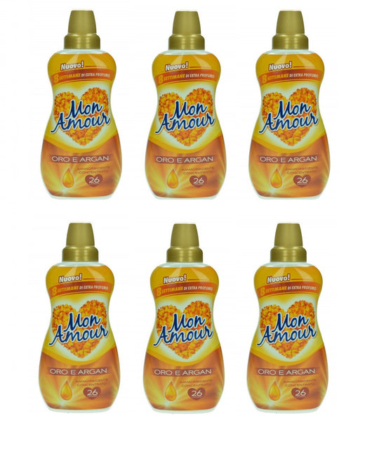 SET 6 FELCE AZZURRA AMMORBIDENTE MON AMOUR ORO E ARGAN 26 LAVAGGI 650 ML