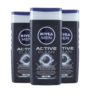 SET 3 CONFEZIONI DI NIVEA DOCCIA 250 ML MEN ACTIVE CLEAN