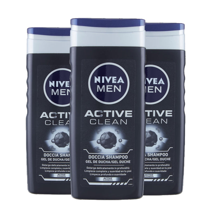 SET 3 CONFEZIONI DI NIVEA DOCCIA 250 ML MEN ACTIVE CLEAN