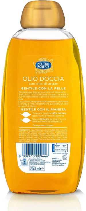 SET 6 NEUTRO ROBERTS DETERGENTE OLIO DOCCIA 250ML CON OLIO ARGAN
