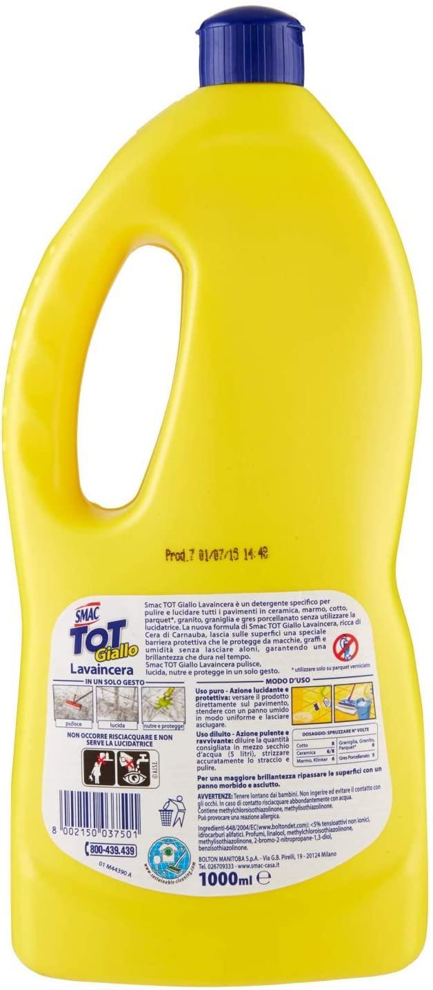 SET 12 SMAC TOT GIALLO DETERGENTE LAVAINCERA CON CERA DI CARNUBA 1 LT