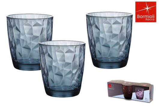 SET 6 BORMIOLI DIAMOND BICCHIERI PER ACQUA CONFEZIONI DA 3 PEZZI COLORE BLU