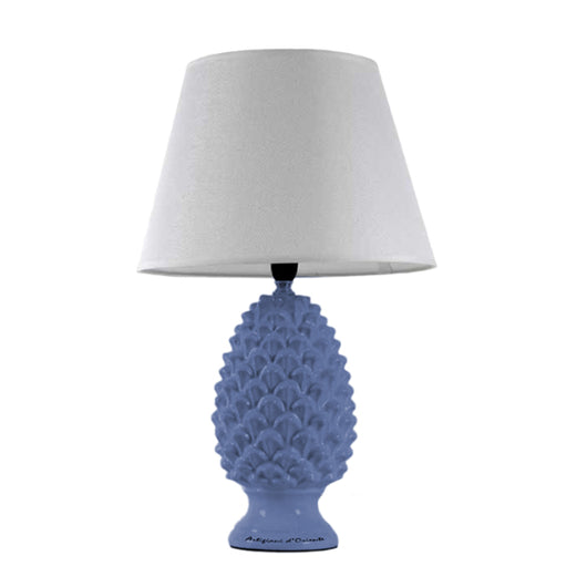 LAMPADA LUMETTO CON DESIGN A PIGNA CON BASE IN COLORE BLU 52 CM